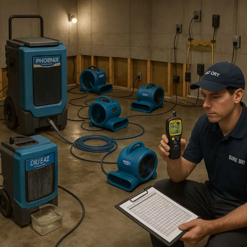 Structural Drying and Dehumidification process in Williamston, SC